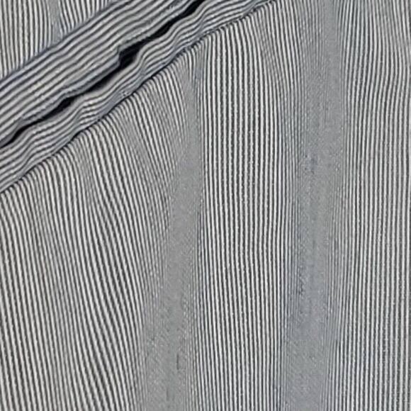 Vintage Midi A Line Skirt Blue Mini Stripe M Front Center Pleat Pocket Lined - Picture 3 of 5